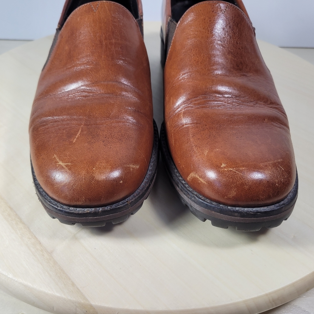 Vintage Cole Haan Country Brown Leather Lug Heel Slip-on Loafer Shoe Size 8 B - Picture 9 of 14